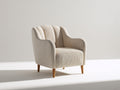 Sillón de tela con patas de madera 78x76x88 cm - beige - diseño curvo para salón