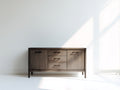 Mueble recibidor de madera 150x40x85 cm marrón oscuro - aparador con 2 puertas y 3 cajones - estilo moderno