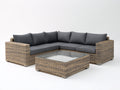 Sofás de exterior de ratán 245x245x82 cm gris-marrón - sofá esquinero cuadrado con mesa - estilo moderno
