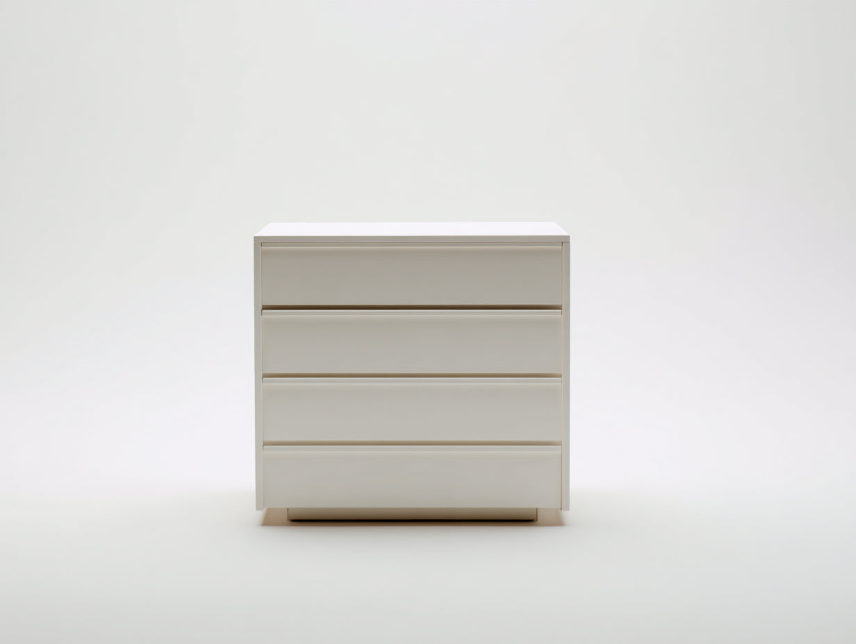 Mesitas de noche de madera manufacturada 68x40x70 cm - blanco marfil - diseño moderno con cuatro cajones