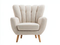Sillón de tela 82x78x95 cm beige-marrón - sillón orejero acolchado con patas de madera - estilo moderno