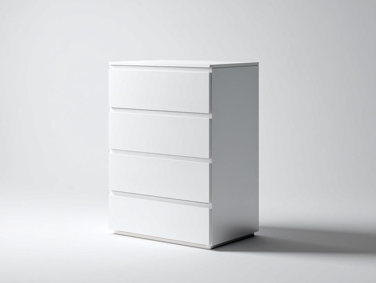 Mesitas de noche de madera con acabado lacado 45x40x72 cm - Blanco - Diseño minimalista