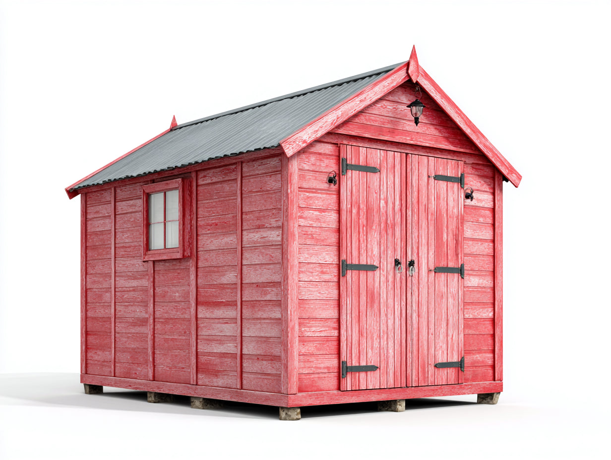 Casetas de jardín madera 320x240x255 cm rojo para exterior - diseño rústico