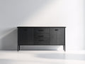 Mueble recibidor de madera 150x42x78 cm - negro carbón - estilo moderno con puertas y cajones