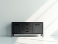 Mueble recibidor de madera con almacenamiento 140x42x78 cm - Negro carbón - Diseño contemporáneo