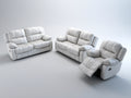 Conjunto de sofás reclinables de piel sintética 210x95x100 cm blanco - sofá 2 plazas sofá 2 plazas y sillón individual - estilo moderno