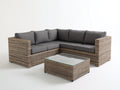 Sofás de exterior de ratán sintético y vidrio templado 280x280x78 cm - Beige-Gris oscuro - Diseño contemporáneo