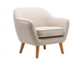 Sillón de tela 76x72x80 cm beige-marrón - sillón acolchado con patas de madera - estilo moderno