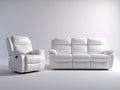 Conjunto de sofás reclinables de piel sintética 200x95x100 cm blanco - sofá 3 plazas y sillón individual - estilo moderno