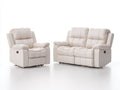 Conjunto de sofás reclinables de cuero sintético 250x95x102 cm - Blanco crema - Diseño clásico