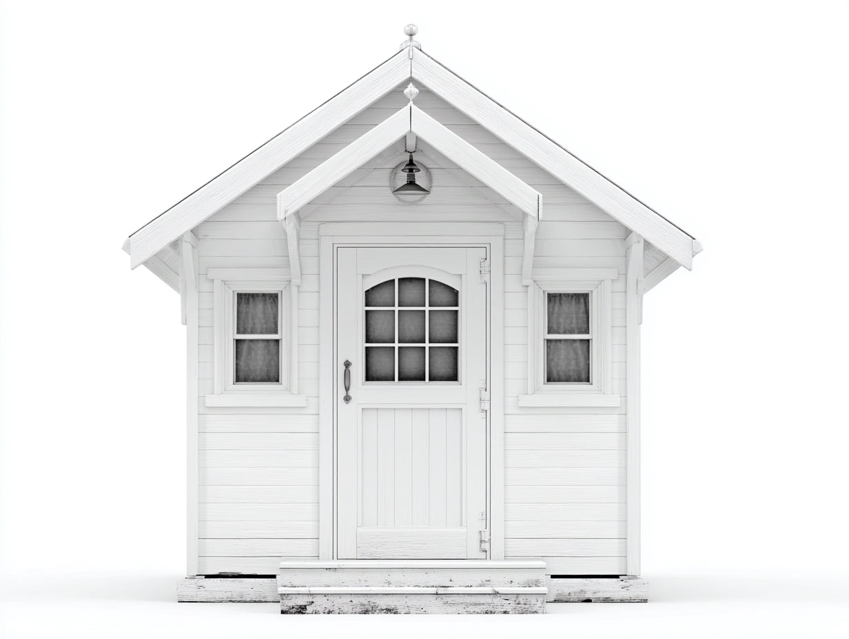 Casetas de jardín de madera 240x180x245 cm - blanco - estilo clásico con puerta y ventanas
