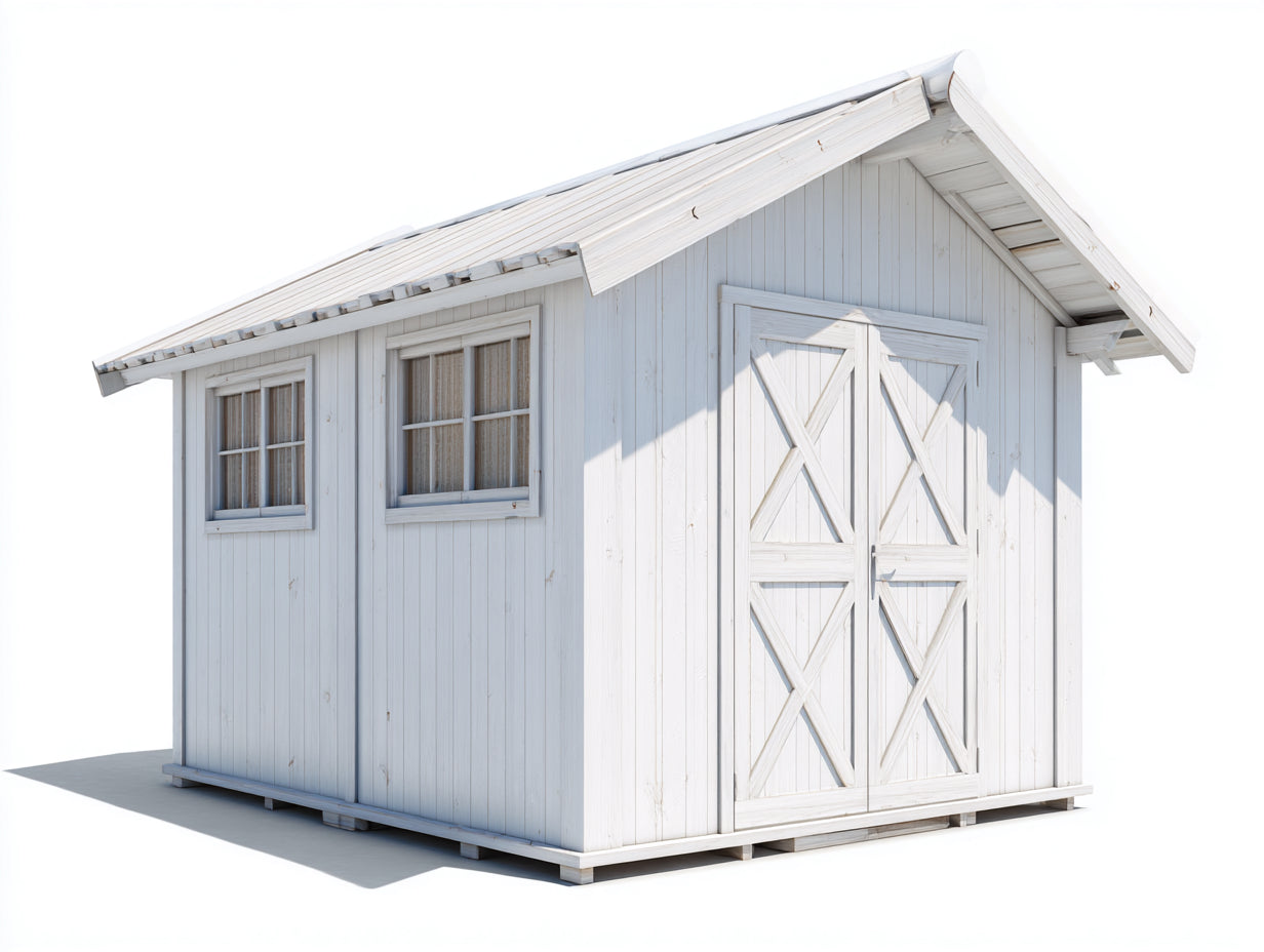 Casetas de jardín de madera 260x220x245 cm blanco - cobertizo exterior con 2 puertas - estilo rústico