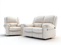 Conjunto de sofás reclinables de piel sintética 185x92x100 cm - blanco marfil - diseño acolchado para salón