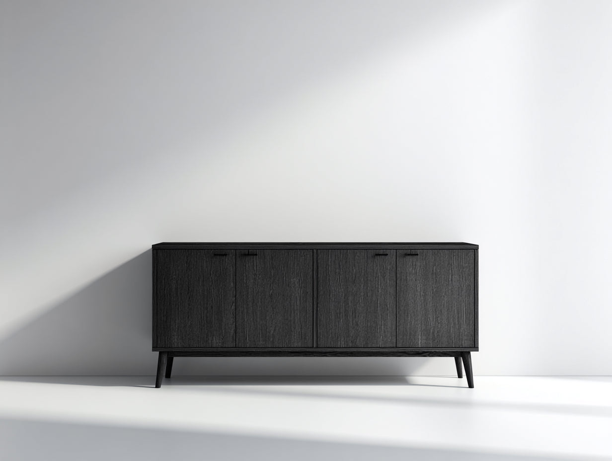 Mueble recibidor 180x45x82 cm negro para entrada - diseño moderno