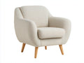 Sillón de tela tapizada y patas de madera 78x82x86 cm - Blanco crema-Madera natural - Estilo escandinavo