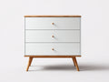 Mesitas de noche de madera con cajones 70x40x72 cm - Blanco-Madera natural - Diseño nórdico