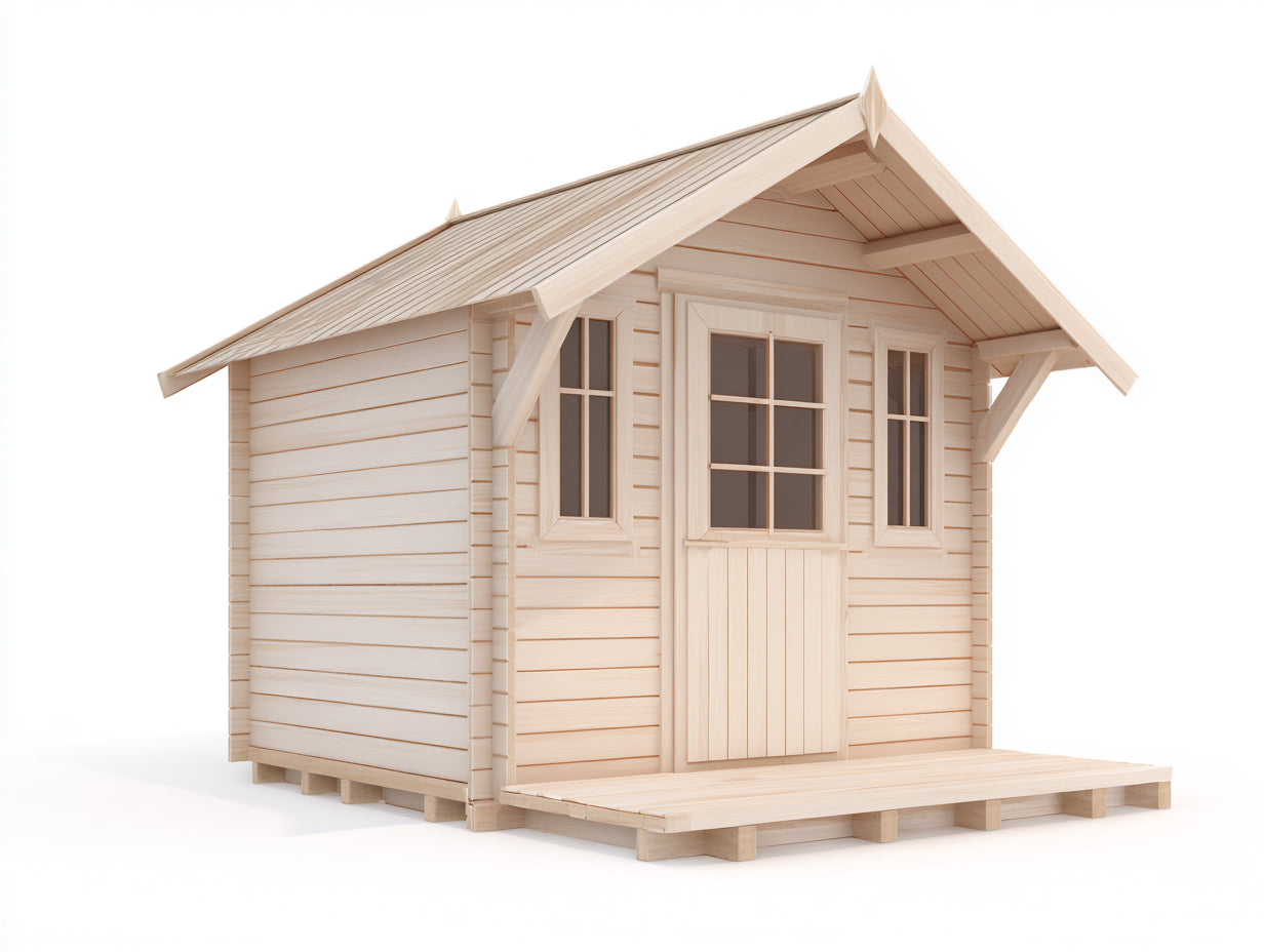 Casetas de jardín de madera 260x200x240 cm - madera natural - estilo clásico con puerta y ventanas