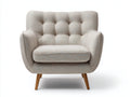 Sillón de tela con patas de madera 82x78x86 cm - beige - diseño capitoné para salón