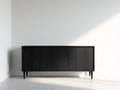 Mueble recibidor de madera con almacenamiento 180x42x82 cm - Negro mate - Diseño minimalista