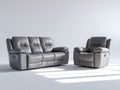Conjunto de sofás reclinables cuero sintético 205x95x102 cm gris para salón - diseño clásico