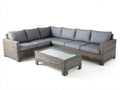 Sofás de exterior de ratán 260x200x78 cm gris - conjunto esquinero con mesa - estilo moderno