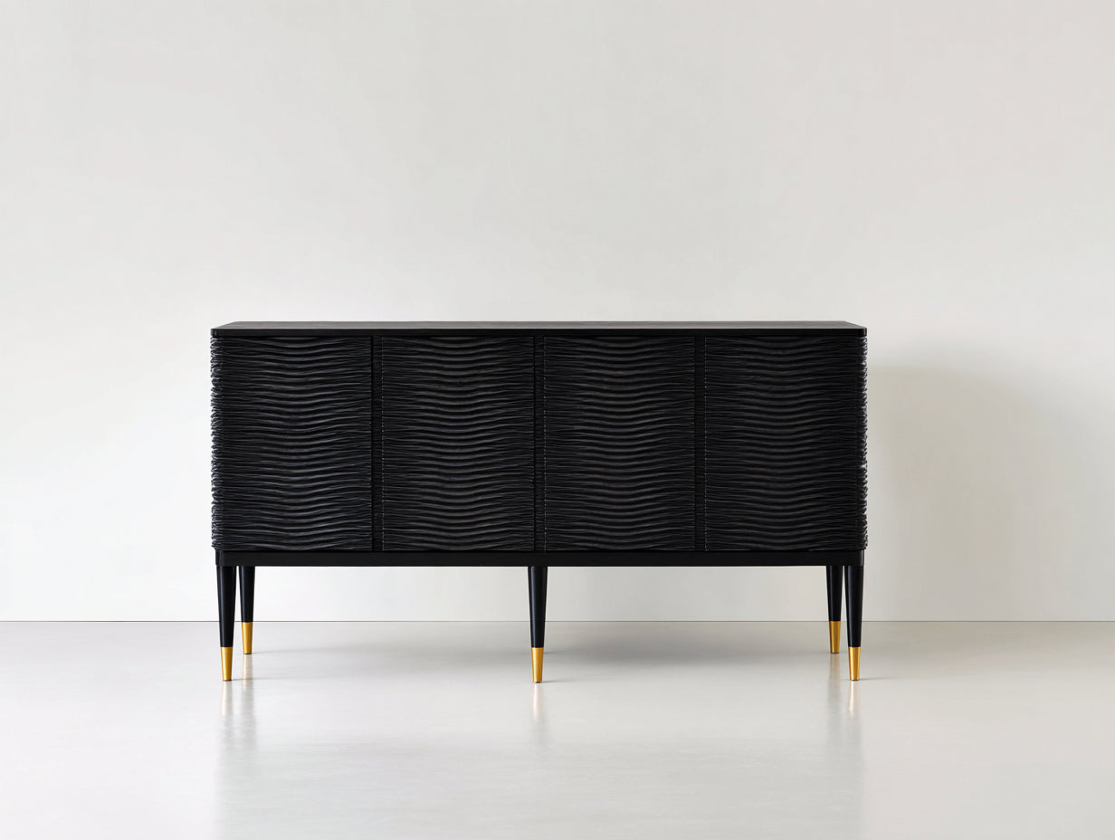 Mueble recibidor 190x45x86 cm negro para entrada - diseño elegante
