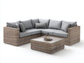 Sofás de exterior de ratán sintético y vidrio templado 285x285x78 cm - Beige-Gris claro - Diseño contemporáneo