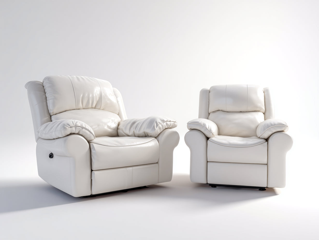 Conjunto de sofás reclinables cuero sintético 98x95x103 cm blanco para salón - diseño clásico