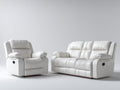Conjunto de sofás reclinables de piel sintética 210x95x100 cm - blanco - diseño acolchado para salón