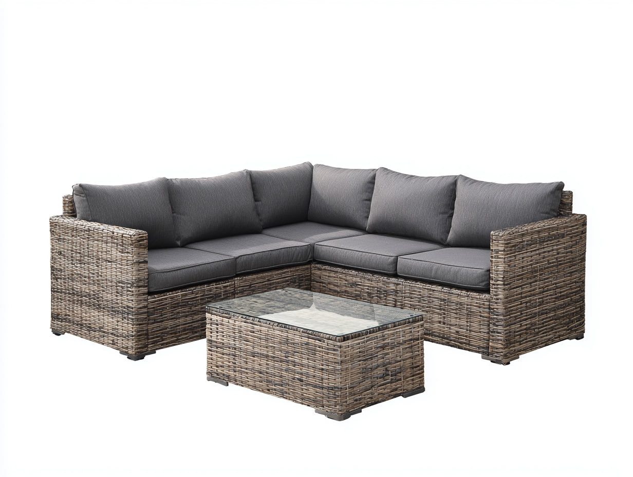 Sofás de exterior ratán 260x260x82 cm gris para jardín - diseño modular