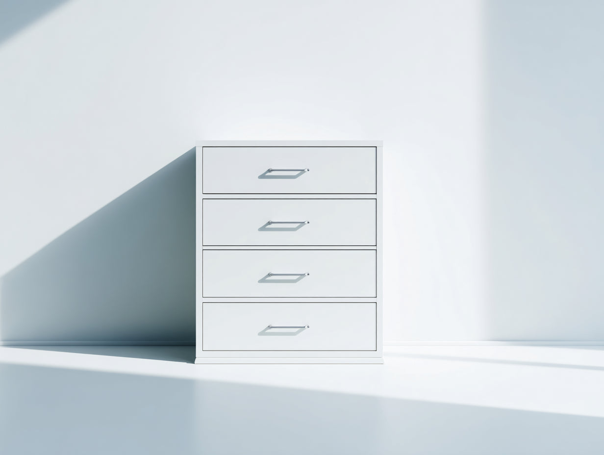Mesitas de noche de madera manufacturada 55x40x75 cm - blanco - diseño moderno con cuatro cajones