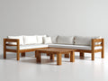 Sofás de exterior de madera maciza 295x295x76 cm - Madera natural-Blanco - Diseño mediterráneo