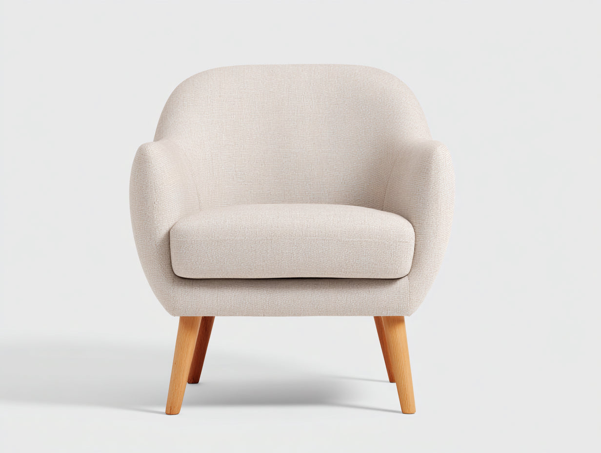 Sillón de tela con patas de madera 80x74x82 cm - beige - diseño moderno para salón